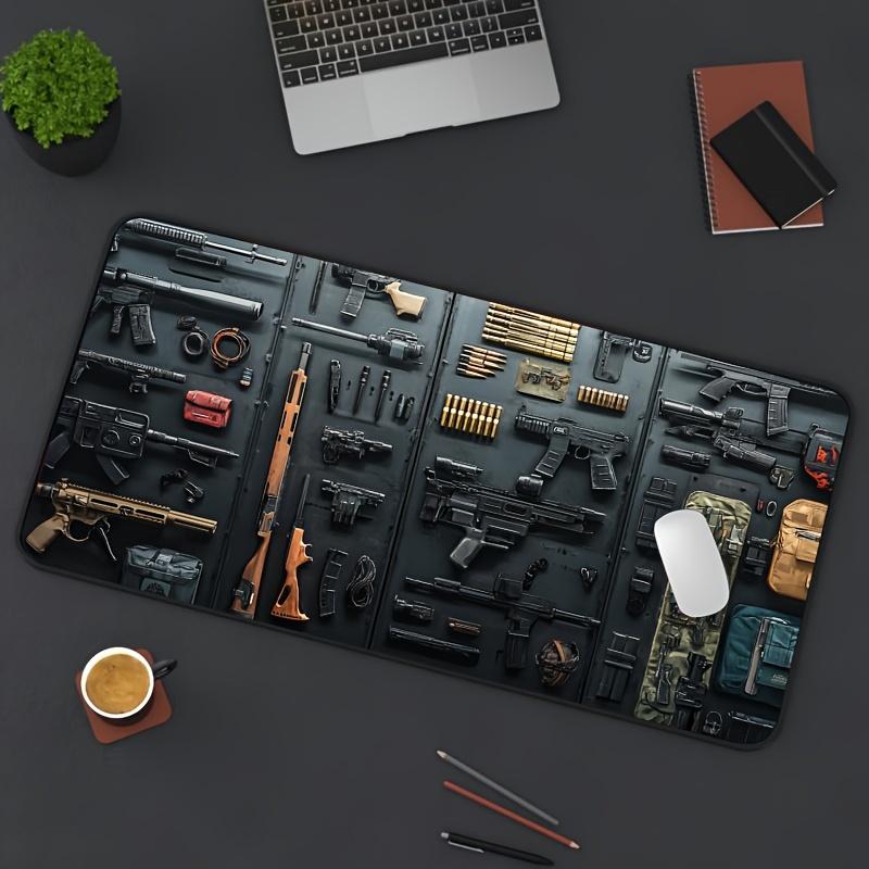 Tappetino per Mouse da Gioco Grande Pistola XXL Tappetino da Scrivania da Gioco Antiscivolo Gomma Comodo Tastiera Mouse Bordi Cuciti per Casa Gioco Ufficio