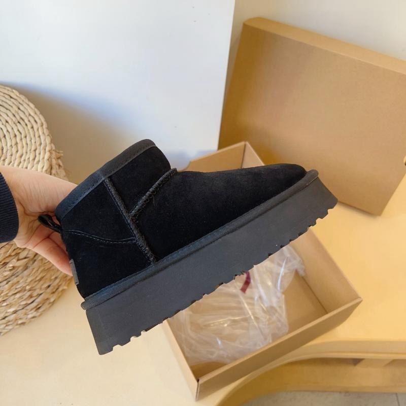 Winter new short snow boots women's thick-soled cowhide wool velvet thermal shoes low-top heightening thickened non-slip sole