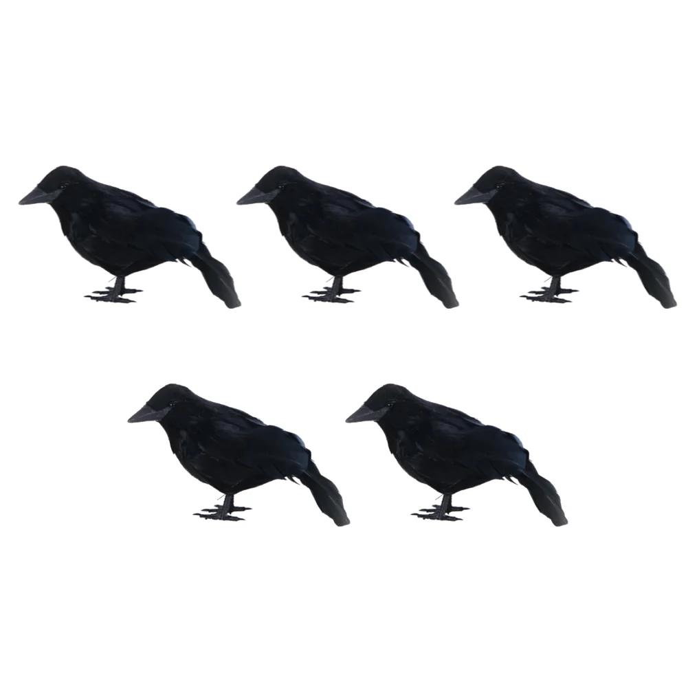 Halloween Artificial Raven Crow Realistic Black Feathered Crows Multifunctional Festive Atmosphere Lifelike for Garden Balcony