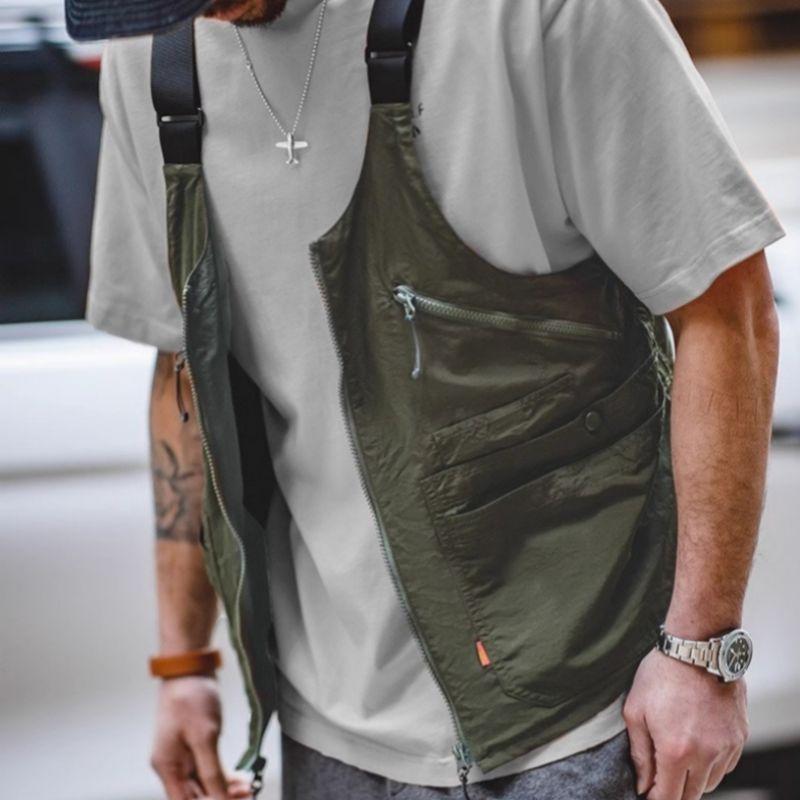 

Loose Fashionable Pocket Vest Fishing Jacket Men s Outdoor Fapanese Workwear Functional American Vest Suspender Summer XXXL