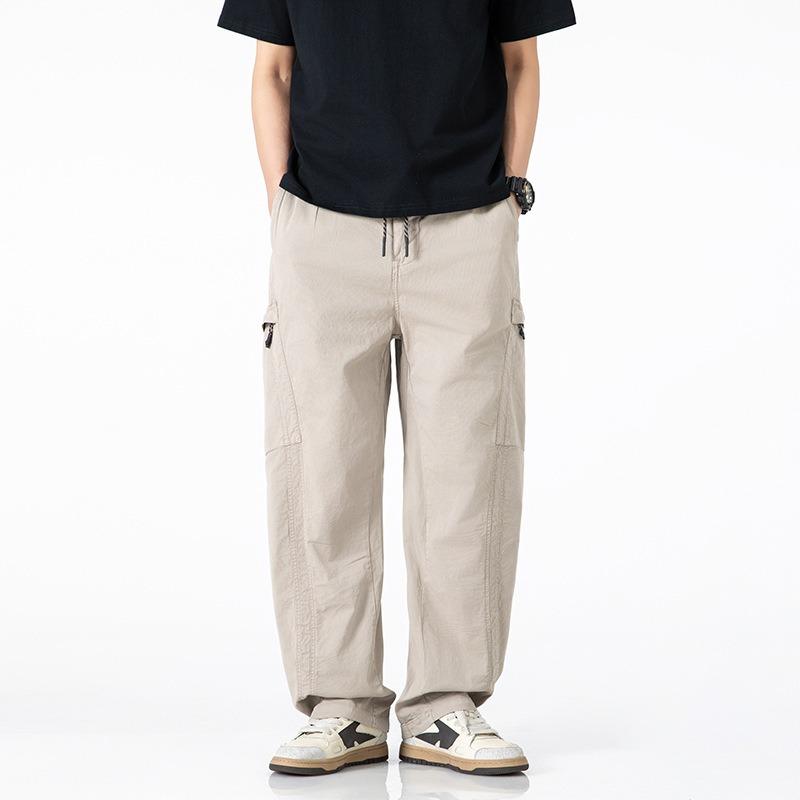 Trendy brand overalls men's loose straight men's trousers high street retro casual pants men's high-end pants