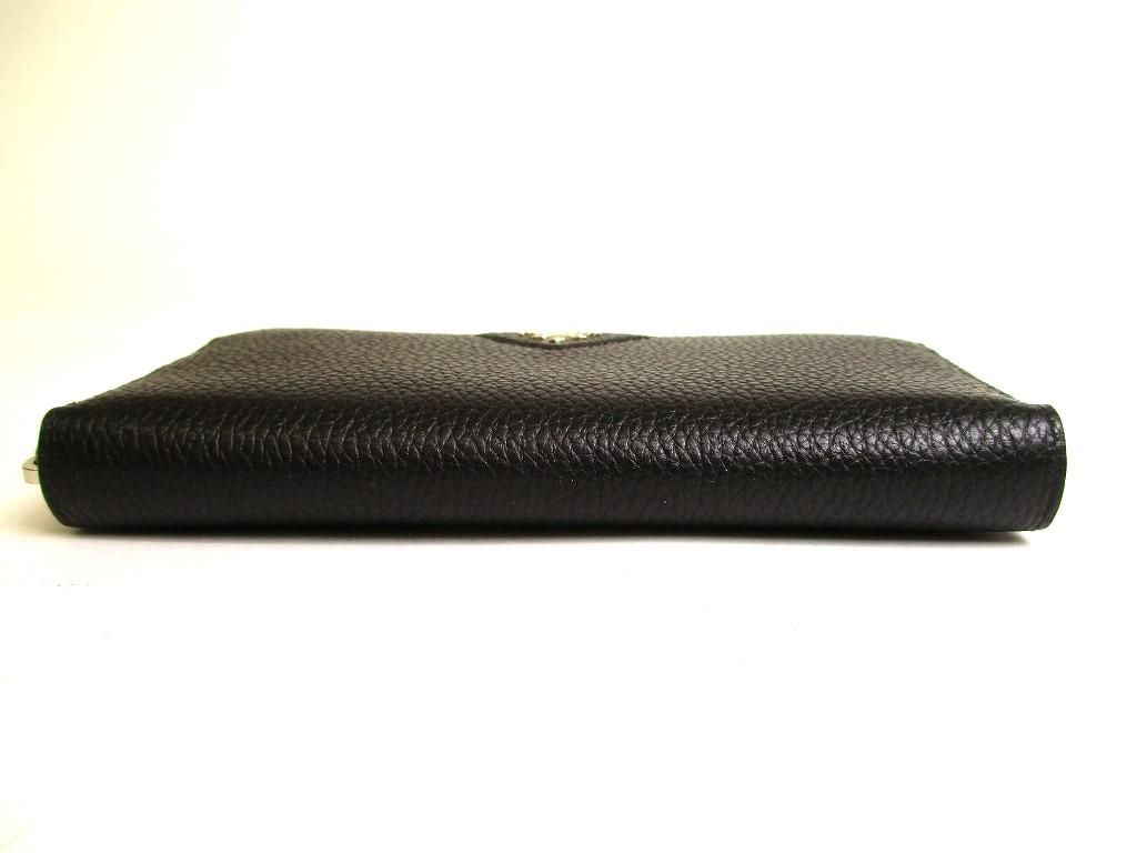 Authentic PRADA Black Calf Leather Round Zip Long Wallet #9939  Refurbished