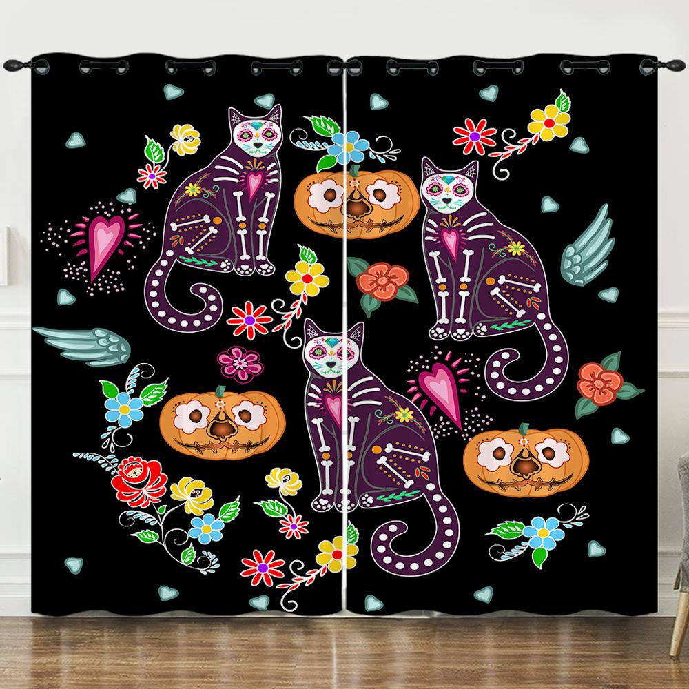 

Шторы Оранжевые Хэллоуин А Пяо Декоративные Солнцезащитные Шторы Цифровая Печать Шторы Блэкаут Без Пробивания 97cm*114cm*2