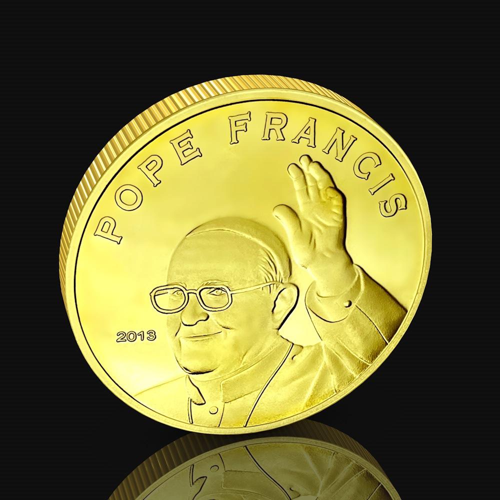 Papež František, Zlatá mince k papežově smrti, kreativní suvenýr, medaile, pamětní medaile