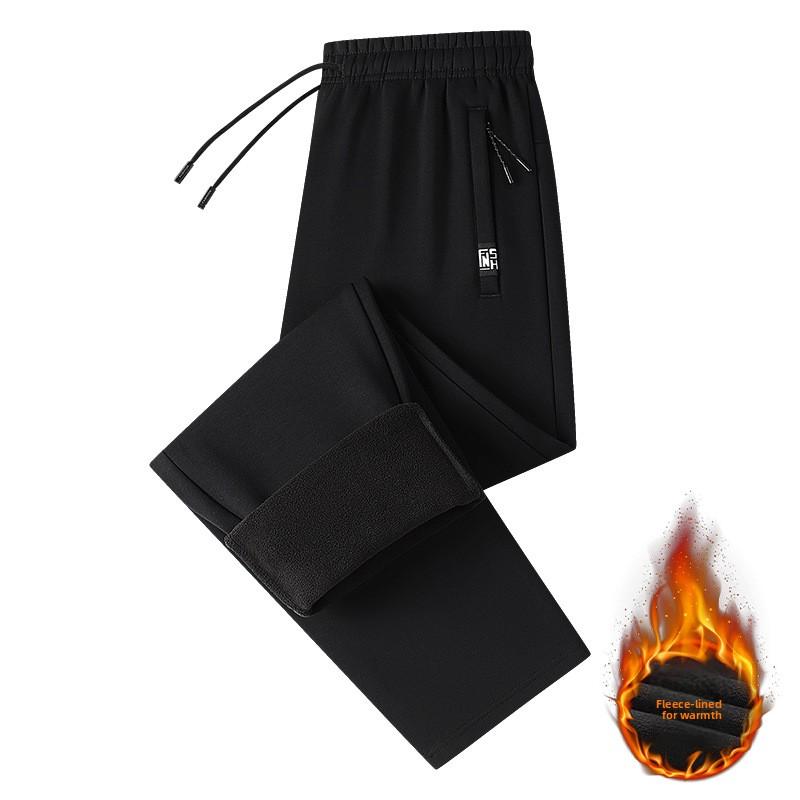

Winter Casual Trousers for Men Fleece-Lined Thickened Sports Trousers Loose Fit Plus Size Cotton Cuffed Sweatpants Casual Straight-Leg Long Trousers 8XL