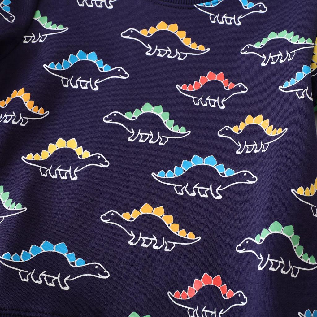 Chłopięca Bluza z Kapturem z Dinozaurami w Stylu Europejskim i Amerykańskim - Okrągły Dekolt, Długi Rękaw Bestseller
