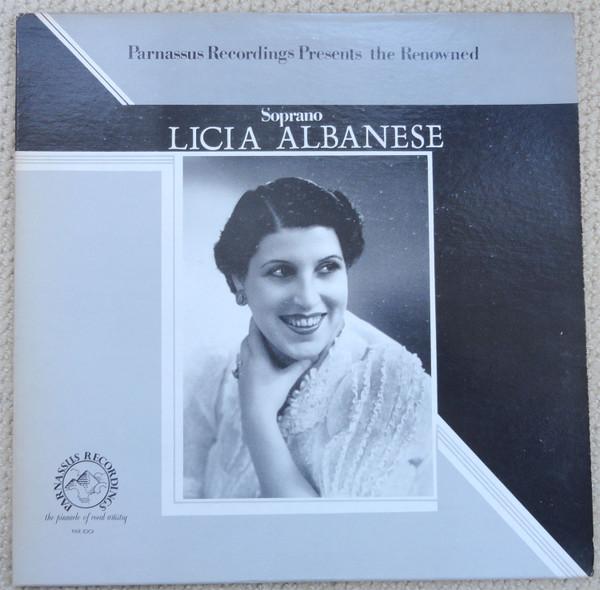 

LP Record LICIA ALBANESE Parnassus Recordings Presents The R PAR1001 Parnassus Recor 1979 US Classical Used