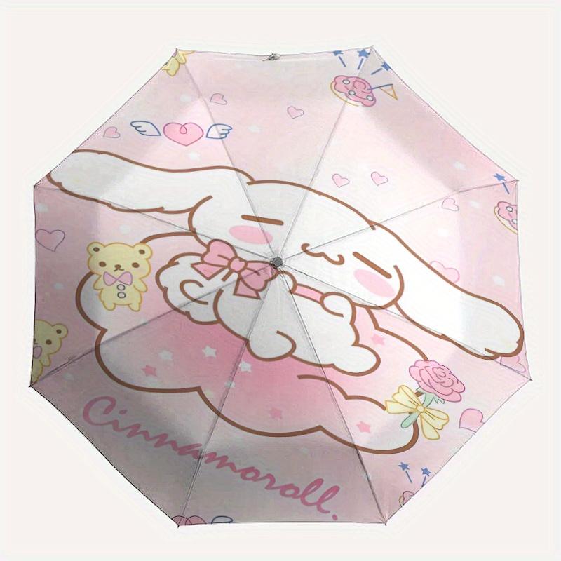Pink Cinnamoroll Cartoon Cartoon Umbrella, Portable 3-Fold Compact Umbrella, Suitable for Camping, Hiking and Travel, Ideal Easter Birthday Gift for F