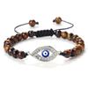 Devil's Eye Round Bead Bracelet with Plated Alloy Woven Cord