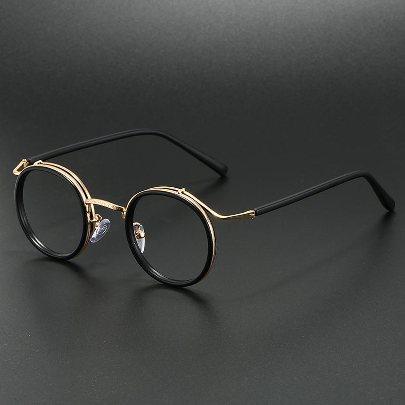 Retro Luxury Round Frame Glasses for Men Women Ultralight Stainless Steel Anti Blue Light Eyeglasses
