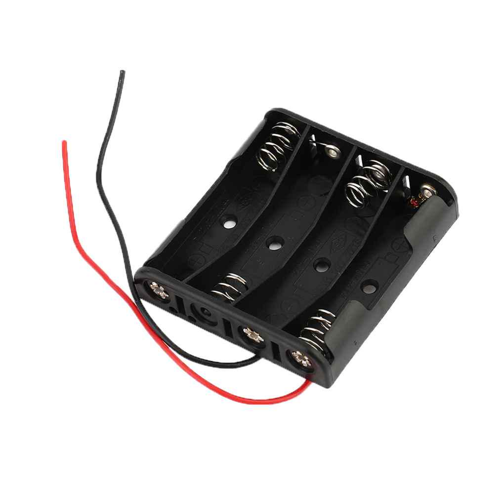 Plastic Battery Storage Case Box Holder Cells for 4x AAA Battery With Wire Leads Cable Line