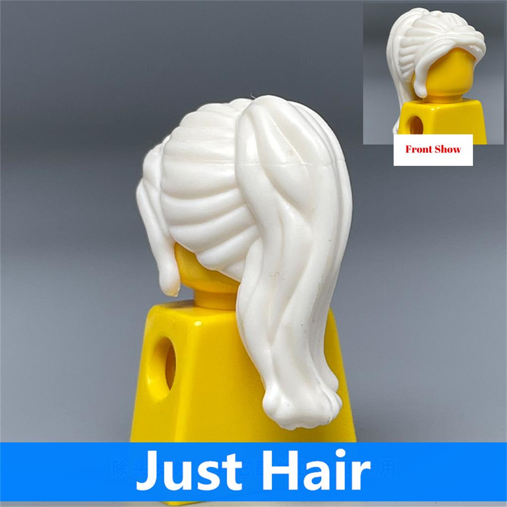 Non-Toxic 10Pcs Moc Bricks Female Children Hairs High Ponytail For 4Cm Figure Wear Head Body Parts Accessories Diy Building Blocks Kids Toys