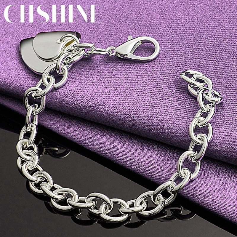 CHSHINE 925 Sterling Silver Double Heart Bracelet For Women Fashion Charm High Quality Fine Jewelry