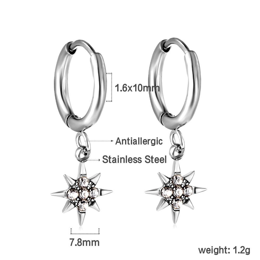 Spiral Planet Earrings Design Mushroom U-Shaped Fishtail with White Diamond Ear Buckle Stainless Steel Earrings