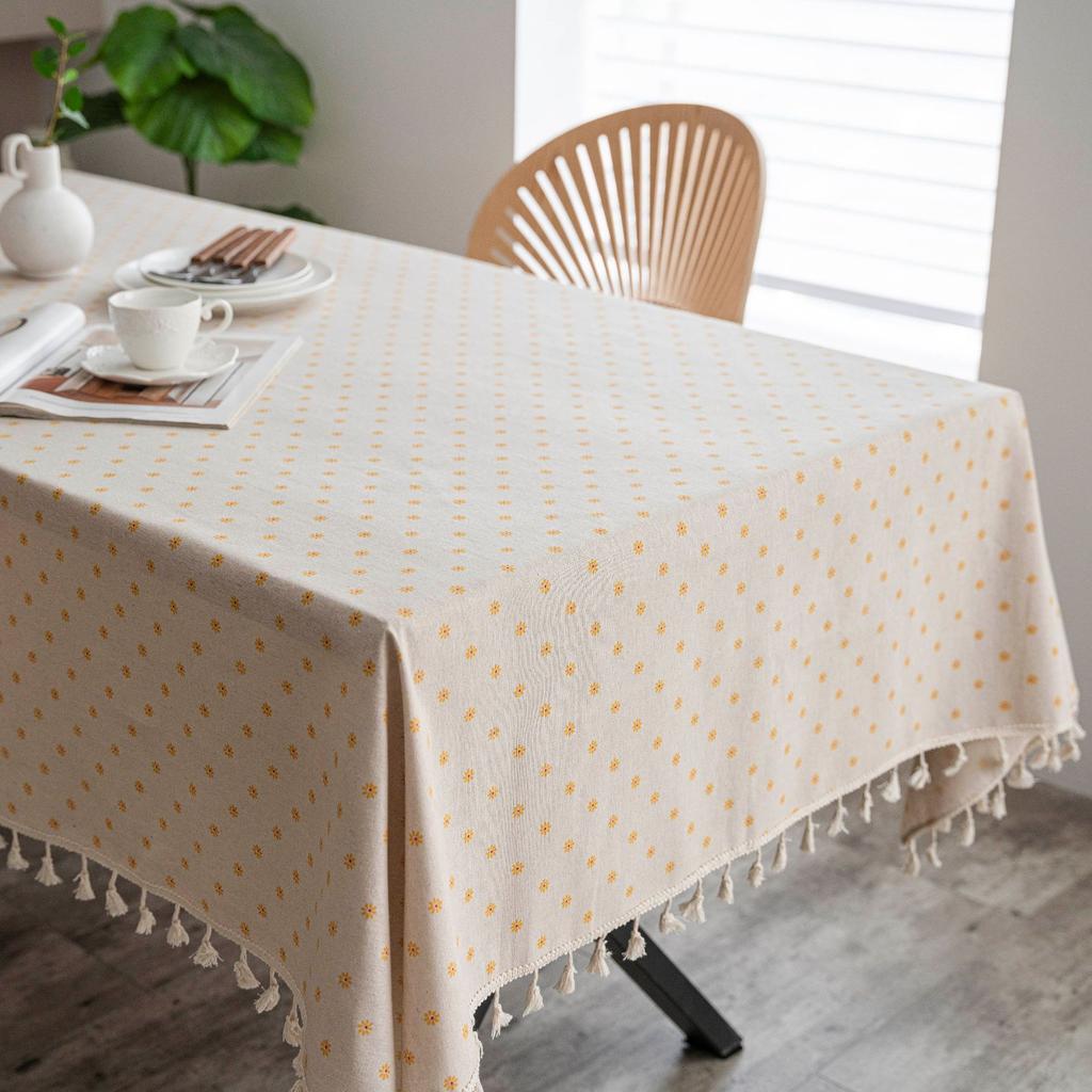 Cotton And Linen Decorative Fringed Cover Dustproof Coffee Table Bedside Table Desk Table Mat Tablecloth
