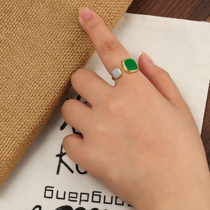 Colorful Glaze Retro Adjustable Korean-Japanese Ring - Trendy Hip Hop Index Finger Accessory for Women