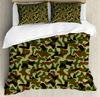 Camouflage Duvet Cover Set, Camouflage Concept Concealment Artifice Hide Force Uniform Pattern Fashion, 3 Piece Bedding Set