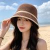 New Summer Style Women's Straw Fisherman's Hat with Color-Block Stripes—Breathable Sun-Protective and Versatile for Outings Flatters The Face