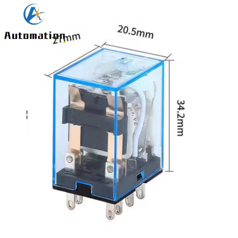 5 x AC DC 12V 24V 36V 110V 220V 380V 5A Coil DPDT 8Pins Red Light General Purpose Power Relay w Base MY2NJ MY2P HH52P