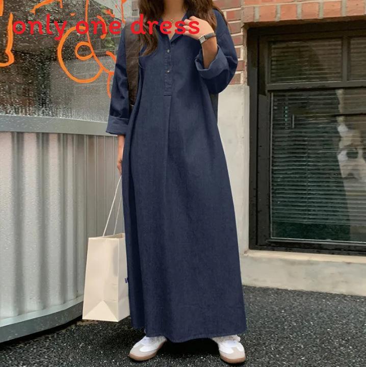 Casual Denim Dress With Pockets For Women In Autumn 2024