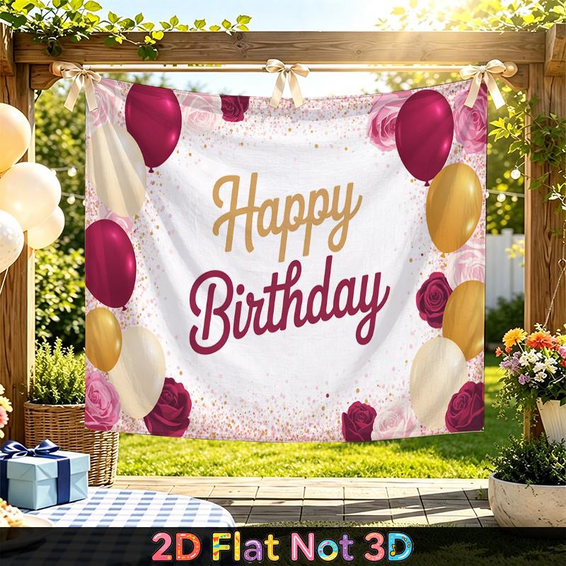 Party Backdrop Happy Birthday Birthday Wedding Floral Balloon Photo Booth Background Front Door Decor