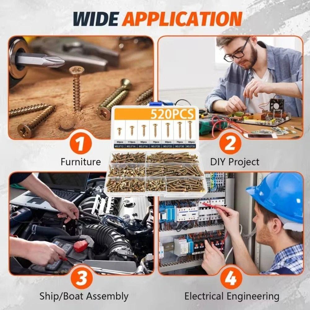 M 3.5 Deck Screws Carbon Steel Wood Screws Boxed Self-Drilling Wood Screws  Exterior Use