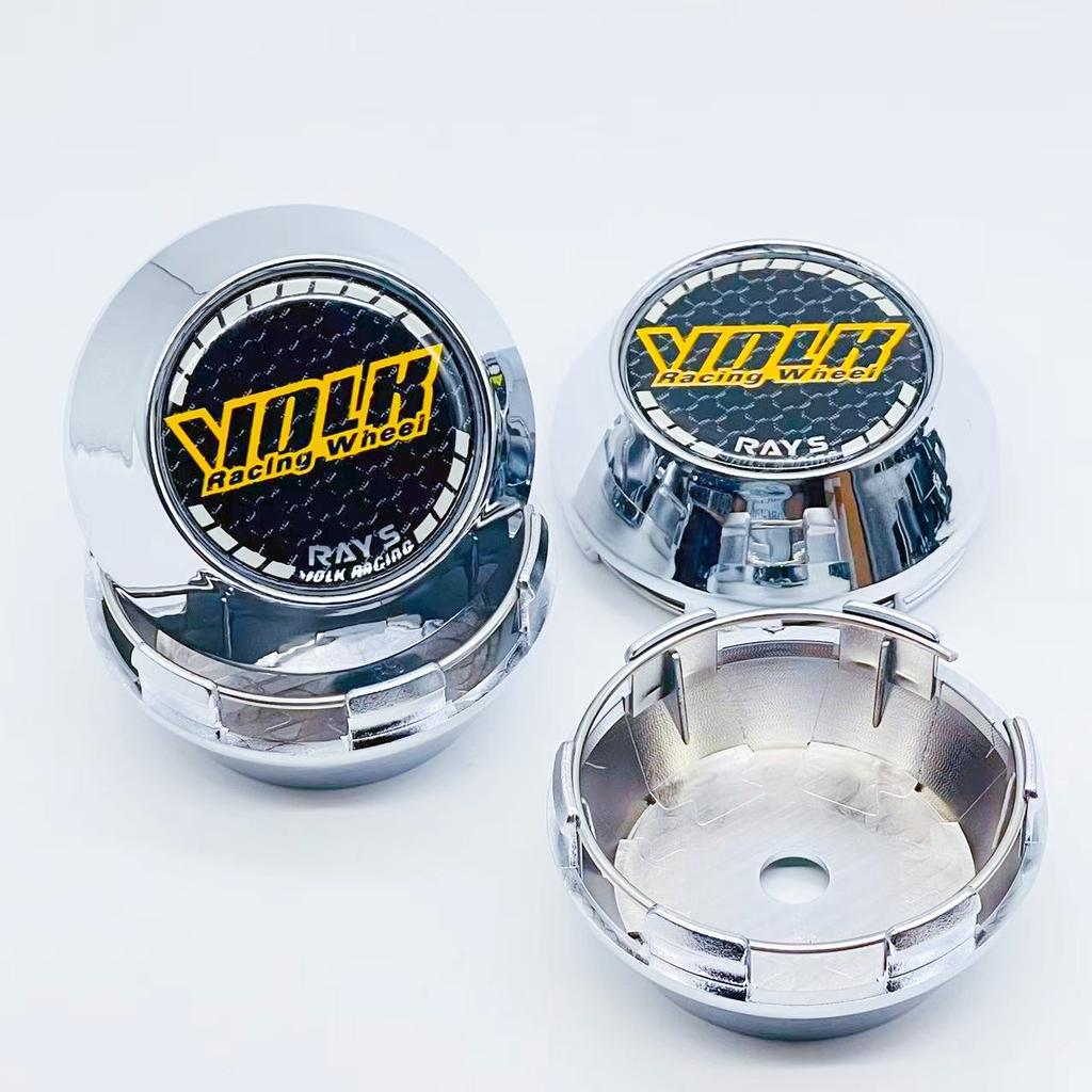 4PCS JDM Sport Rim Cap Clip 60mm 64mm 65mm 68mm 69mm VOLK RAYS Emblem Sticker Wheel Center Hub Caps Car Cover Cap Black & Silver