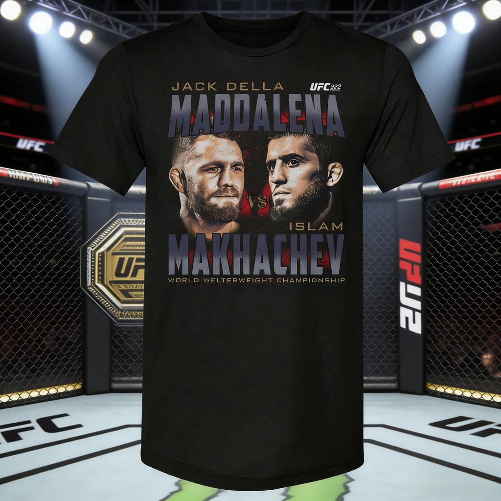 2026 Letni UFC Islam Makhachev 322 Graficzny T-shirt do Walki Damski Sportowy Bawełniany Krótki Rękaw Luźna Koszulka Rekreacyjna Fitness Unisex