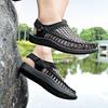 Men Outdoor Hiking Sandals Handmade Summer Black Roman Sandals Wide Beach Water Shoes Plus Size
