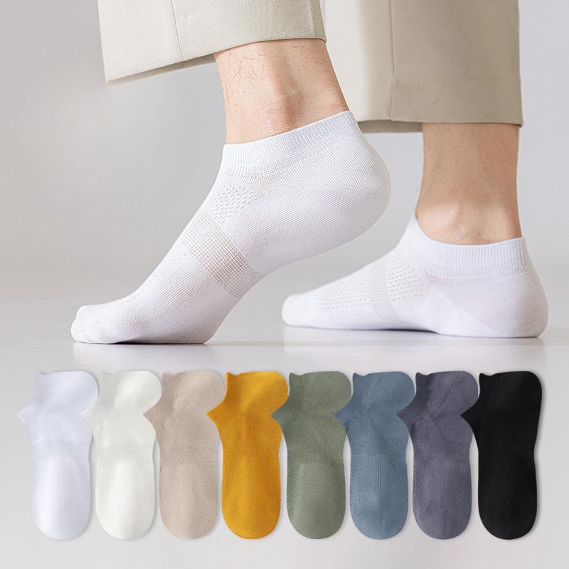 Men's Summer Thin Cotton Mesh Breathable Sweat Absorption Deodorant Shallow Mouth Invisible Socks