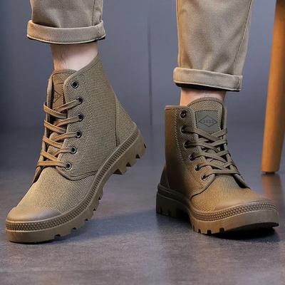 Male Shoes Trendy Men's Boots High Cut Canvas Footwear Original Deals Low Price Comfortable Casual Size 44 In Promotion New