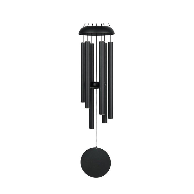 Nordic Style 32-inch Black Wind Chime - Six-Tube Garden Courtyard Decor Gift