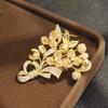 Elegant and exquisite full of zircon gold Longdu flower brooch temperament niche high-end bouquet pin coat accessories