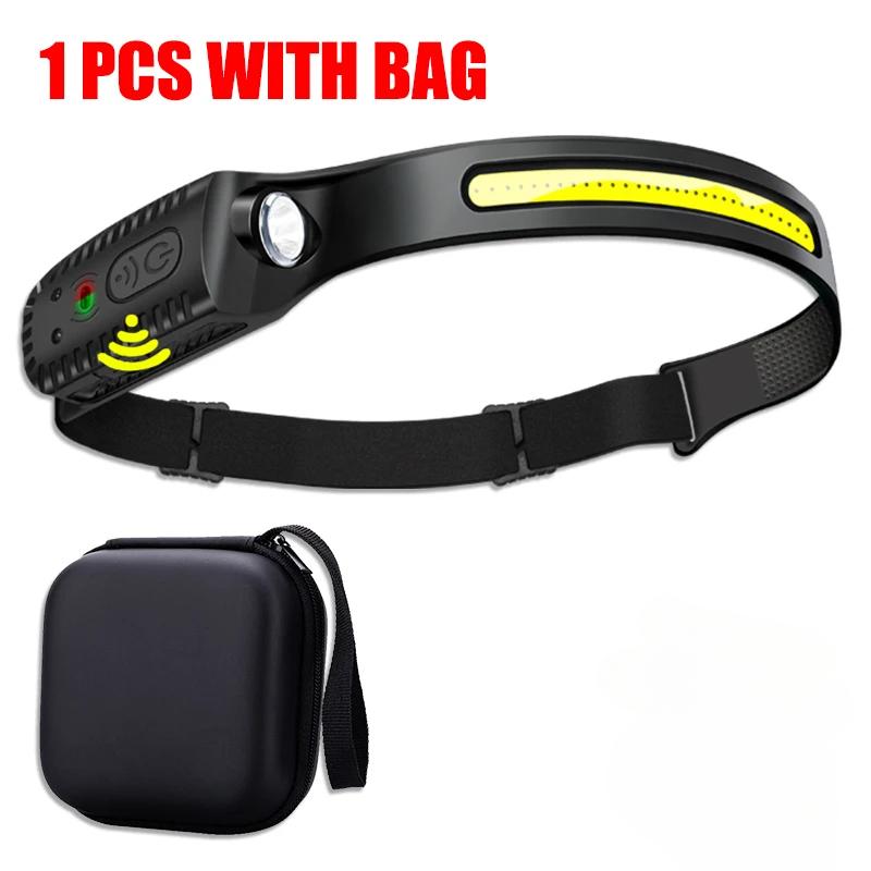 USB Rechargeable LED Sensor Headlamp XPE+COB Headlight Led Head Torch Camping Search Light Head Flashlight for Fishing Lantern