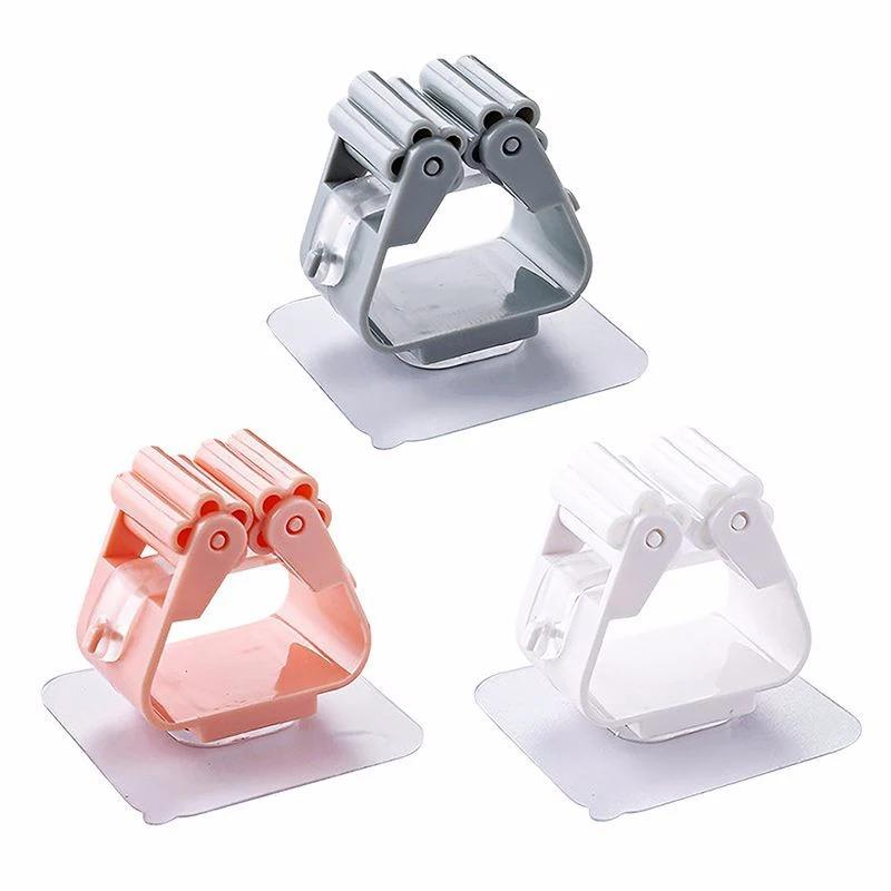 2pcs Wall Mounted Mop Organizer Holder Brush Broom Hanger Storage Rack Kitchen Tool Wall Housekeeper Accessory Hanging Pipe Hook