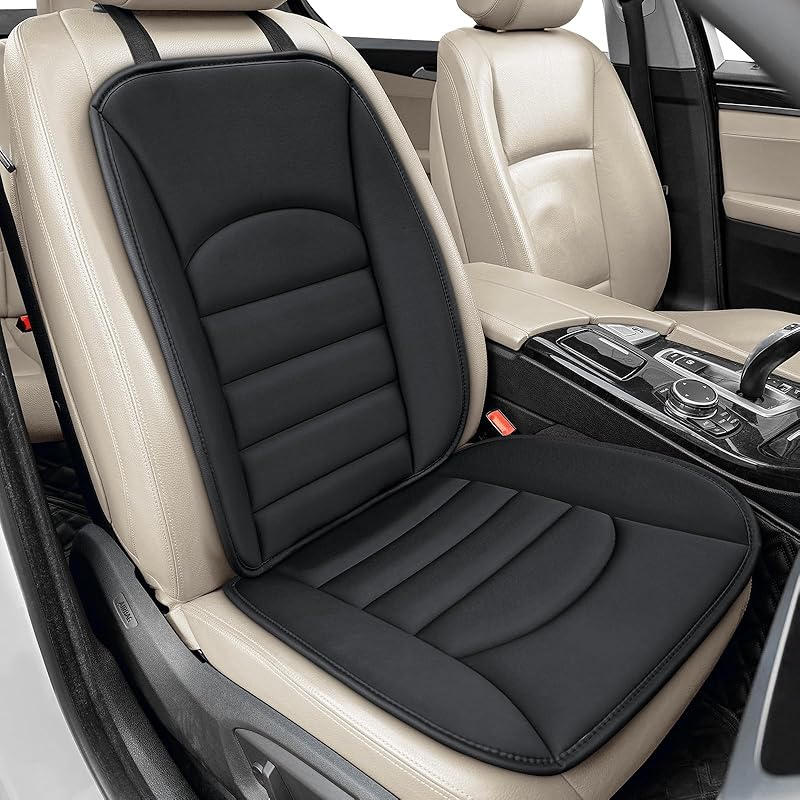 Memory Foam Car Seat Cushion With Breathable Fabric & Non-Slip Gel, Universal Fit For Car Truck Office Home 19.6X18X1.2 Black