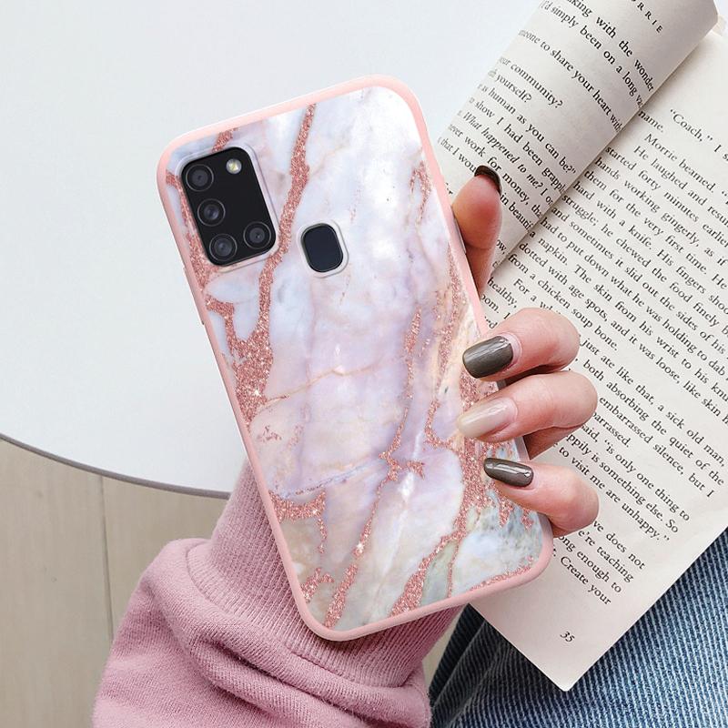 Case For Samsung Galaxy A21S Back Cover Protective Silicone Fundas Fashion Marble Stone Texture Coque For Samsung A21S Capa