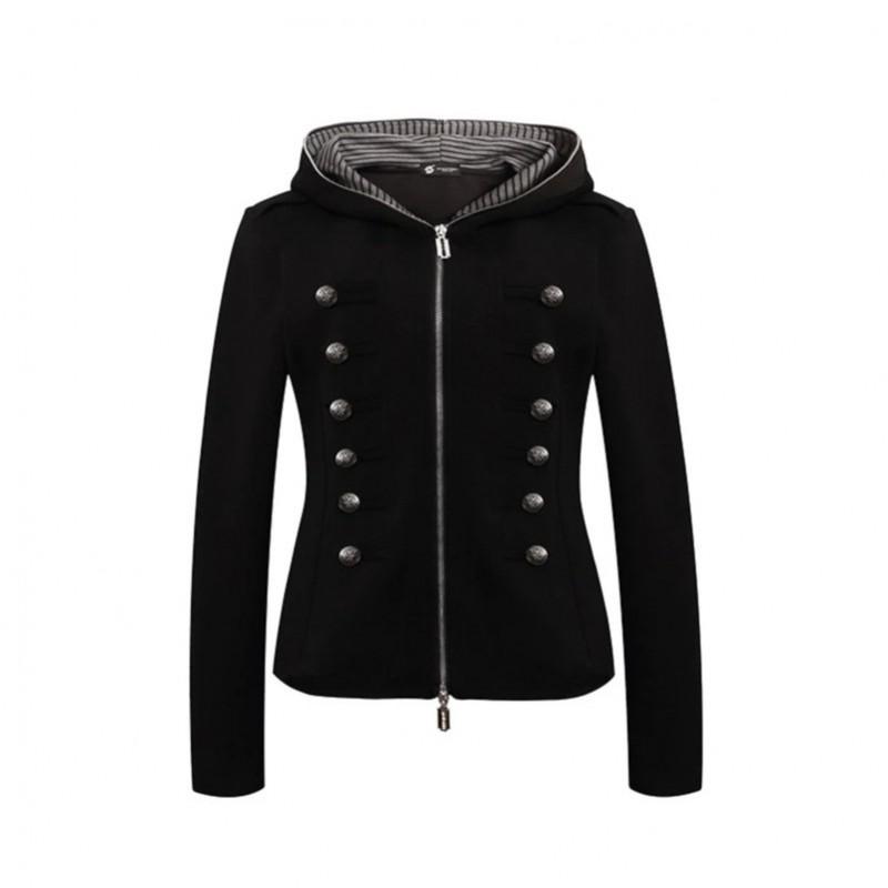 Vintage Striped Hooded Sweatshirt Slim Fit Zip Up Cardigan Streetwear Women