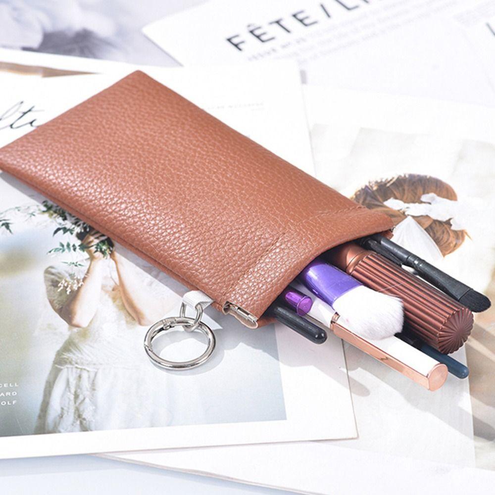 Automatic Closure Eyeglass Storage Bag PU Leather Eyewear Pouch Sunglasses Case  Travel Use