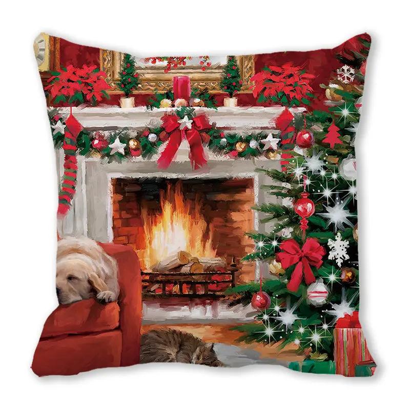 New Years Gifts Christmas Ornaments Pillow Cases Merry  Home Decorations  Cushion Covers