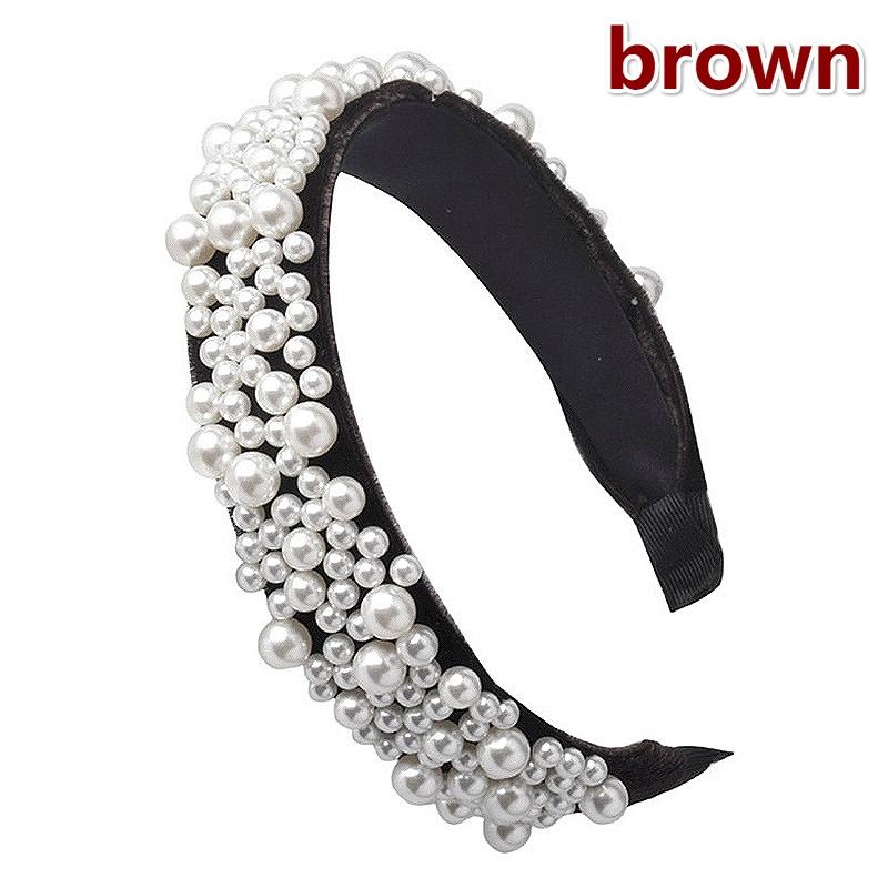 New Winter Women Fashion Pearl Rhinestone Headband Velvet Padded Hair Band Luxury Headwear Ladies Ha