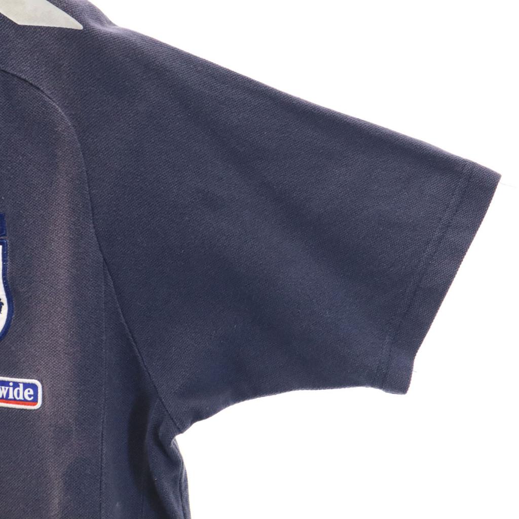 Umbro Nationalmannschaft ENGLAND Fußball Kurzarm Poloshirt L Marineblau Descente Herren Gebraucht