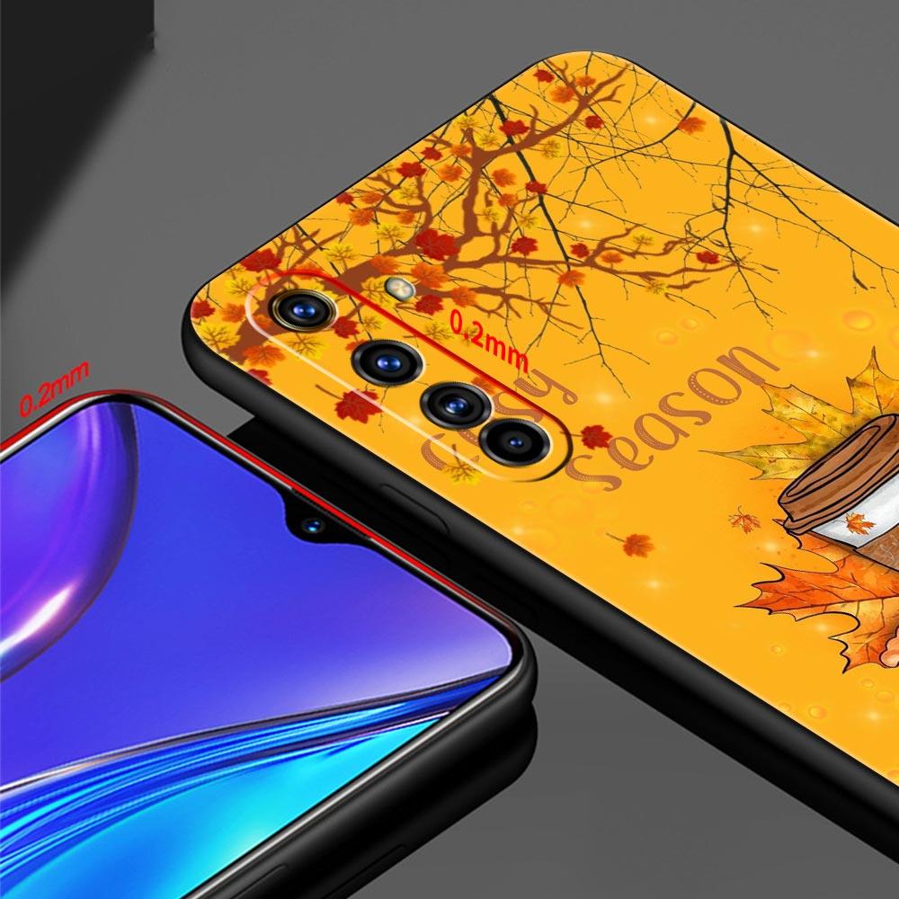 Pumpkin Autumn Leaves Coffee Case For Realme C67 C63 C55 C53 C35 C25 C21 GT 2 3 5 6 10 11 12 13 Pro Plus 5G Soft TPU Phone Cover