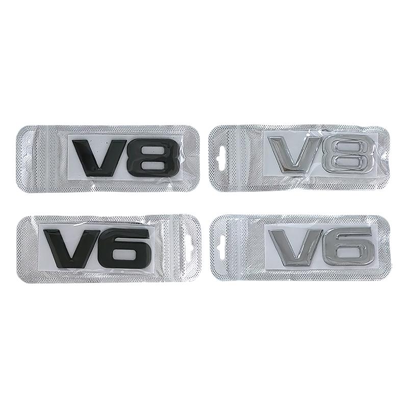 3d Chrome Black Logo V6 V8 Emblem Decals For Toyota Camry DFGHSTY6 Highlander Land Cruiser Fender Trunk V8 V6 Badge Sticker Accessories