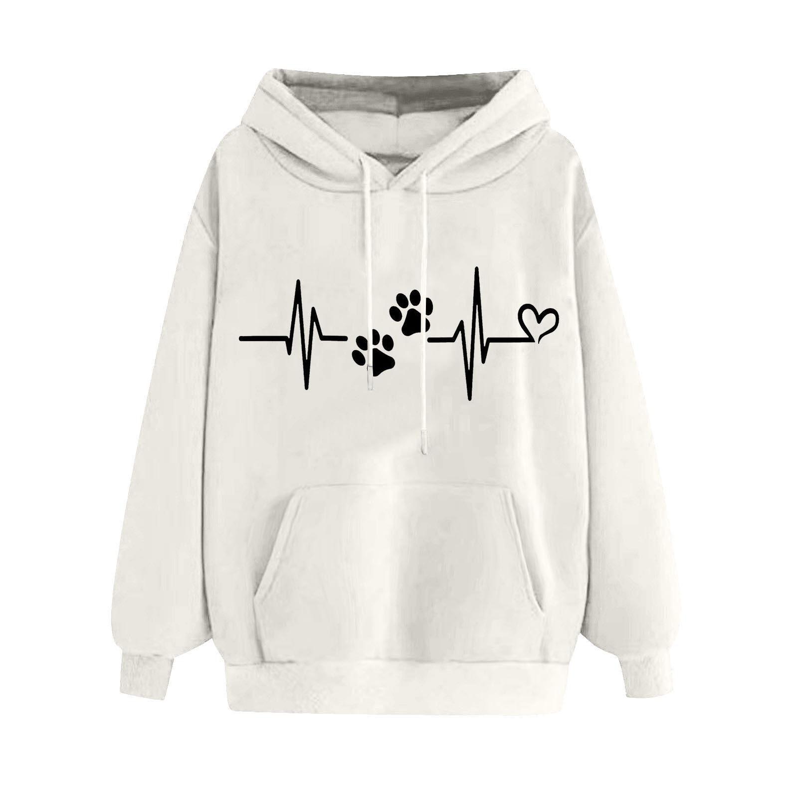 

2025 new European and American fashion printed velvet versatile long-sleeved loose hooded sweater women s top trendy clothing S