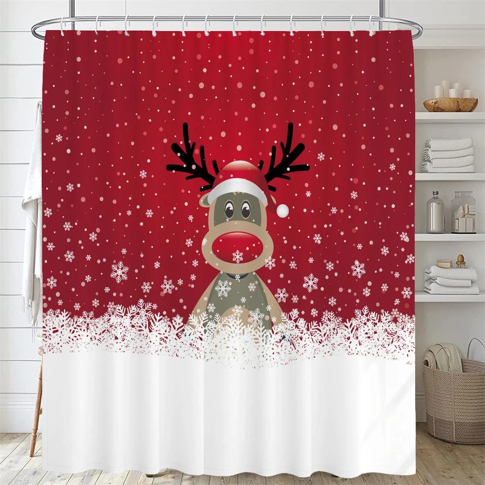 

Winter Christmas Shower Curtain Cartoon Kids Snowman Theme Shower Curtain Xmas Christmas Pattern Bathroom Decorations Curtain W60H190(CM)-1 Pcs