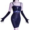 Sexy Women Lace Micro Mini Dress 8D Elastic Bodycon Dress Stripe Oil Glossy Shiny Sheer See Through Cosplay Maid Cute Dress