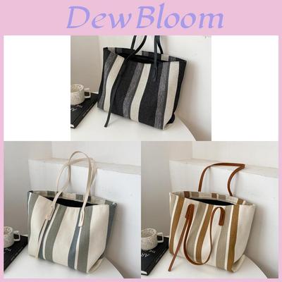 Canvas Tote Bag For Women With Striped Pattern And Zipper Closure For Daily Use