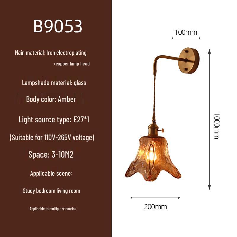 Elegant All-Copper Glass Wall Lamp: Creative Crystal Decor for Hotel Bedrooms and Staircases