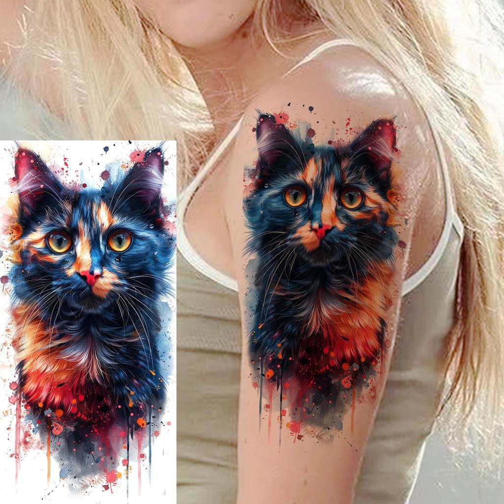 1 list Unikátní Akvarelový Lev Tygr Zvířata Dočasné Tetování Dlouhotrvající Vodotěsný Liška Sova Falešná Tetovací Nálepka Body Art Tetování